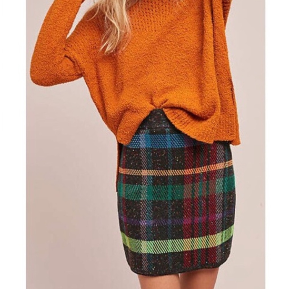 Anthropologie Cecilia Prado Textured Plaid Mini Skirt Size: XS
